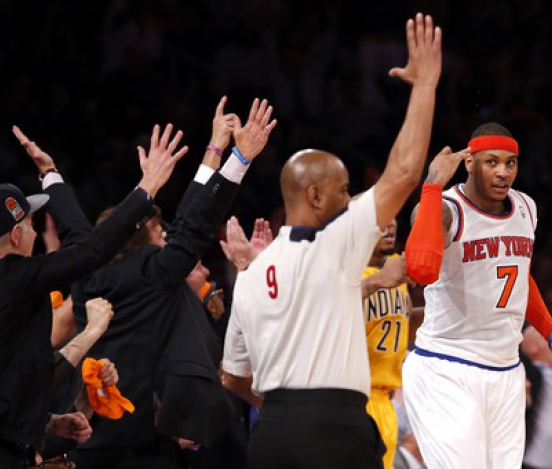 НБА: 32 очка Энтони помогли 'Нью-Йорку' переиграть 'Индиану'